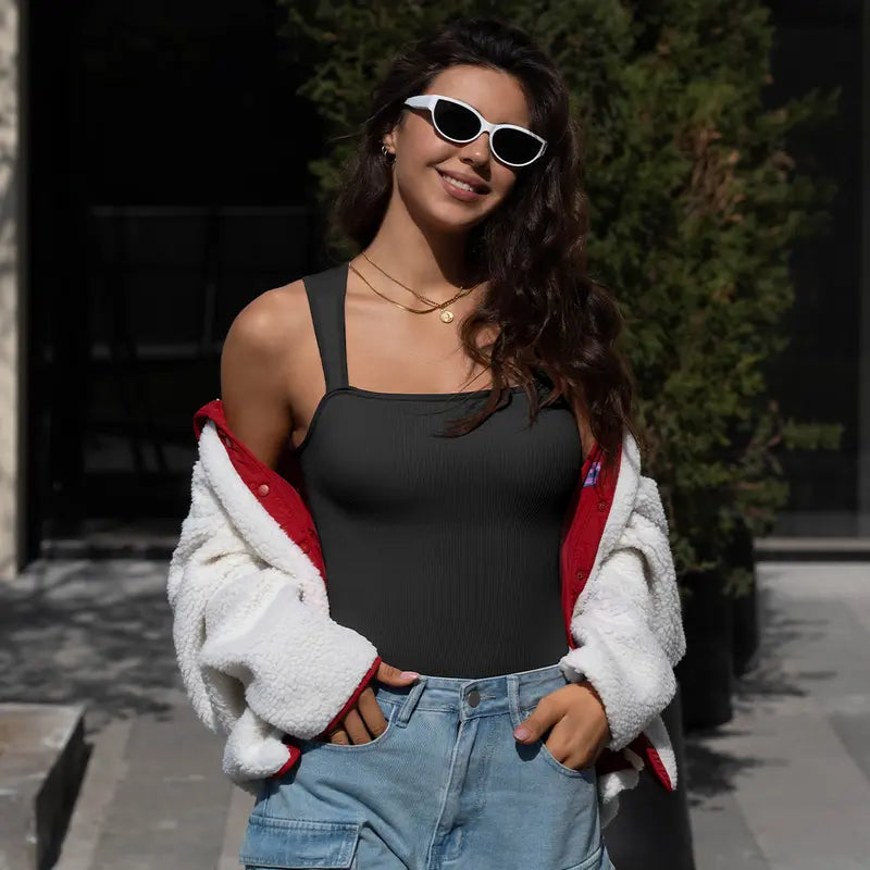 Lissé™ Soft Ribbed Square-Neck Bodysuit